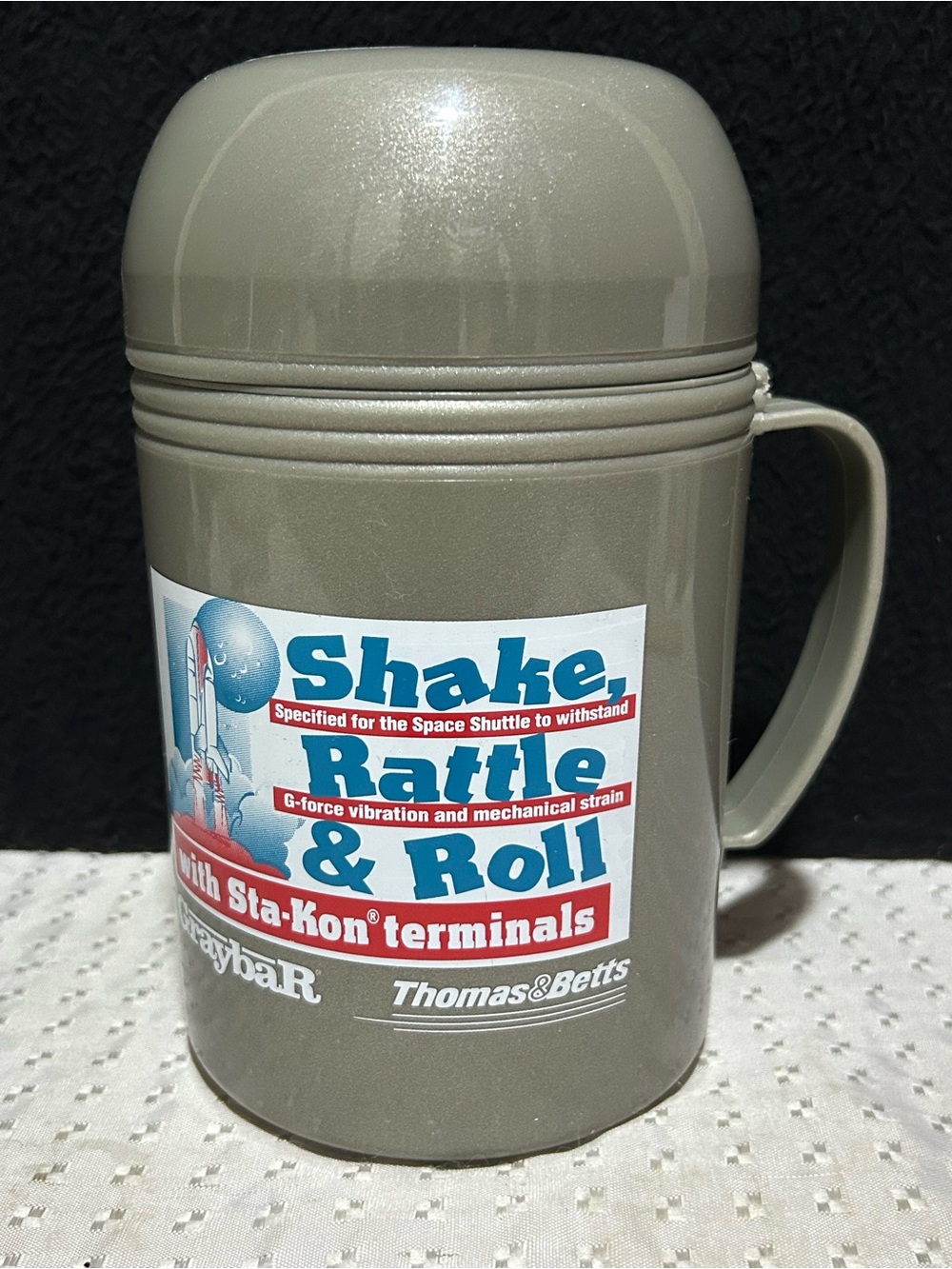 Vintage Aladdin Sta-Kon Thomas & Betts Space Shuttle 17oz Thermos Mug USA